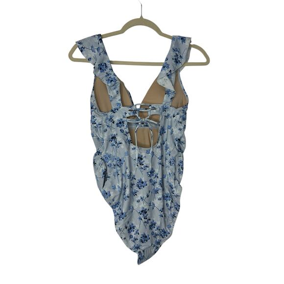 NWT A Pea in the Pod Ruffled Maternity Floral Swimsuit Light Blue Size XS - Picture 2 of 8